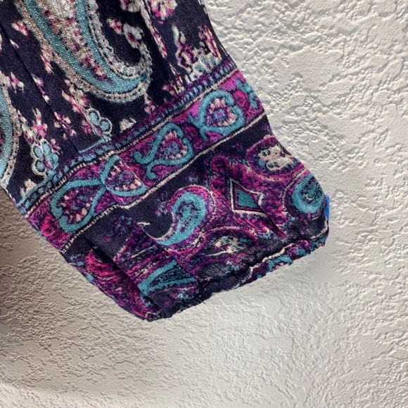 Lucky Brand Pullover style Top Tunic Moroccan Border Womens L Paisley Boho - Picture 8 of 14